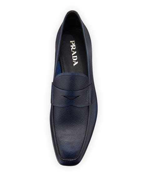 prada saffiano penny loafer blue|Prada saffiano penny.